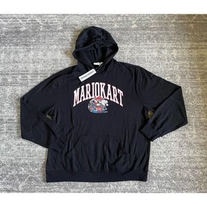 Mario Kart Mens XXL Hoodie Black Sweatshirt Logo Lightweight NWT O1